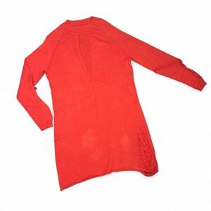 NWT Somedays Lovin Cloudy Nights Red Keyhole Distressed Knit Sweater Dress — SM